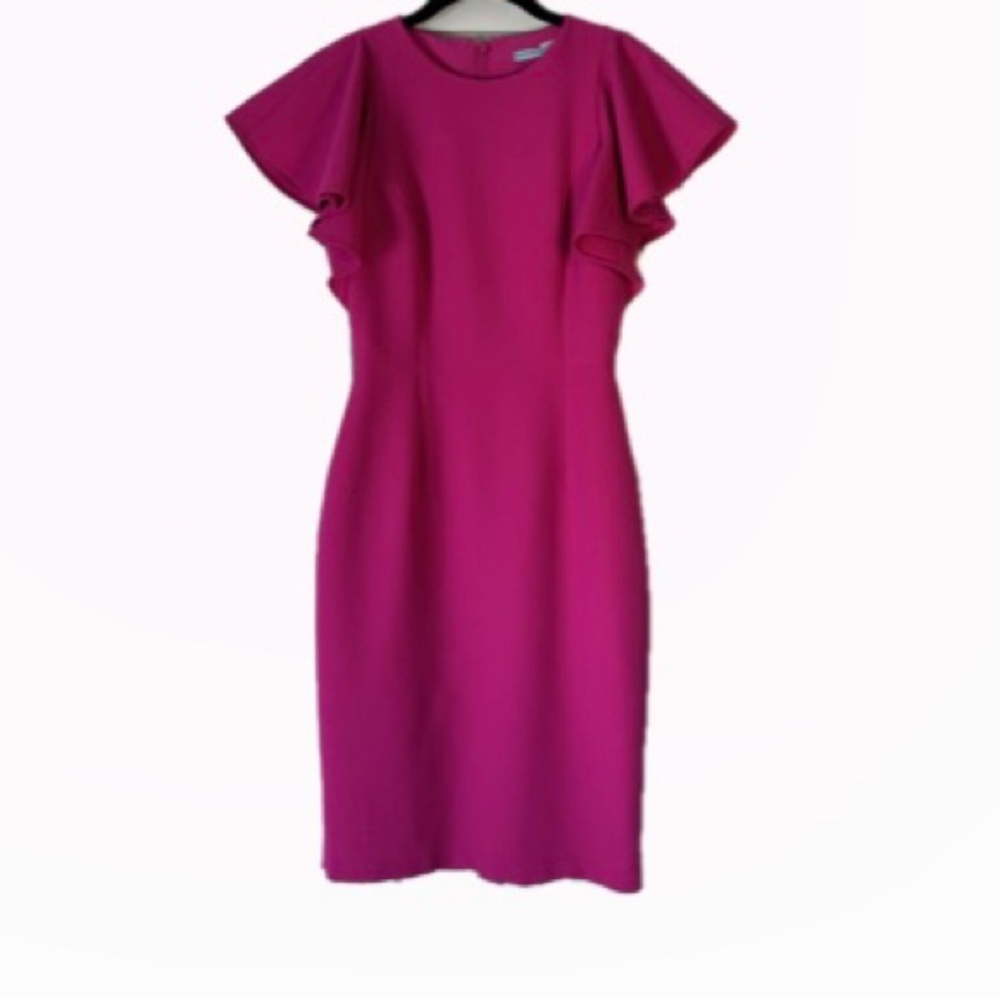 ANTONIO MELANI Hot Pink Slim Dress With Raffles Women’s Size 0